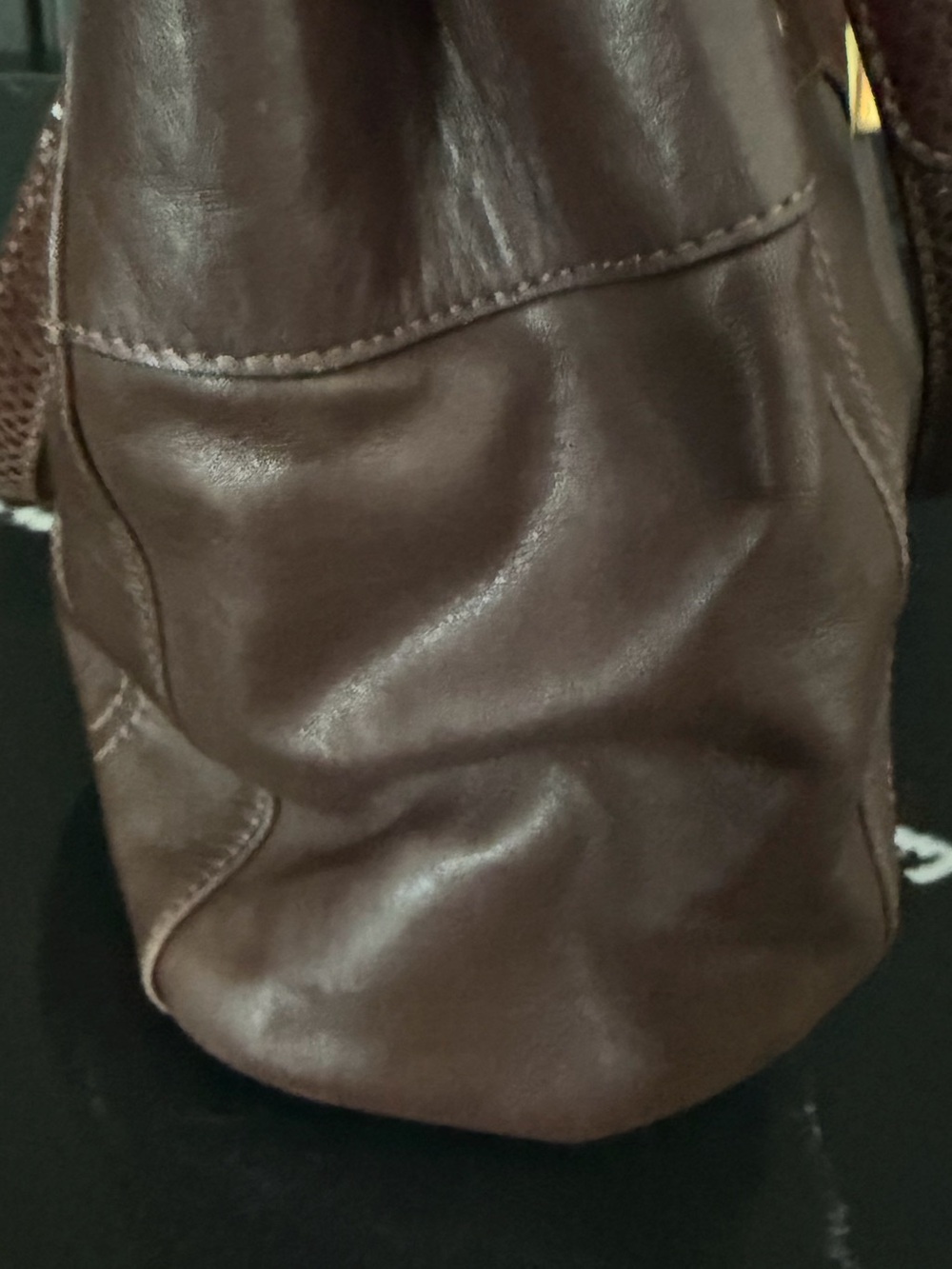 Coach F16537 Kristin Leather Turnlock Tote Brown Python Trim - Picture 3 of 10
